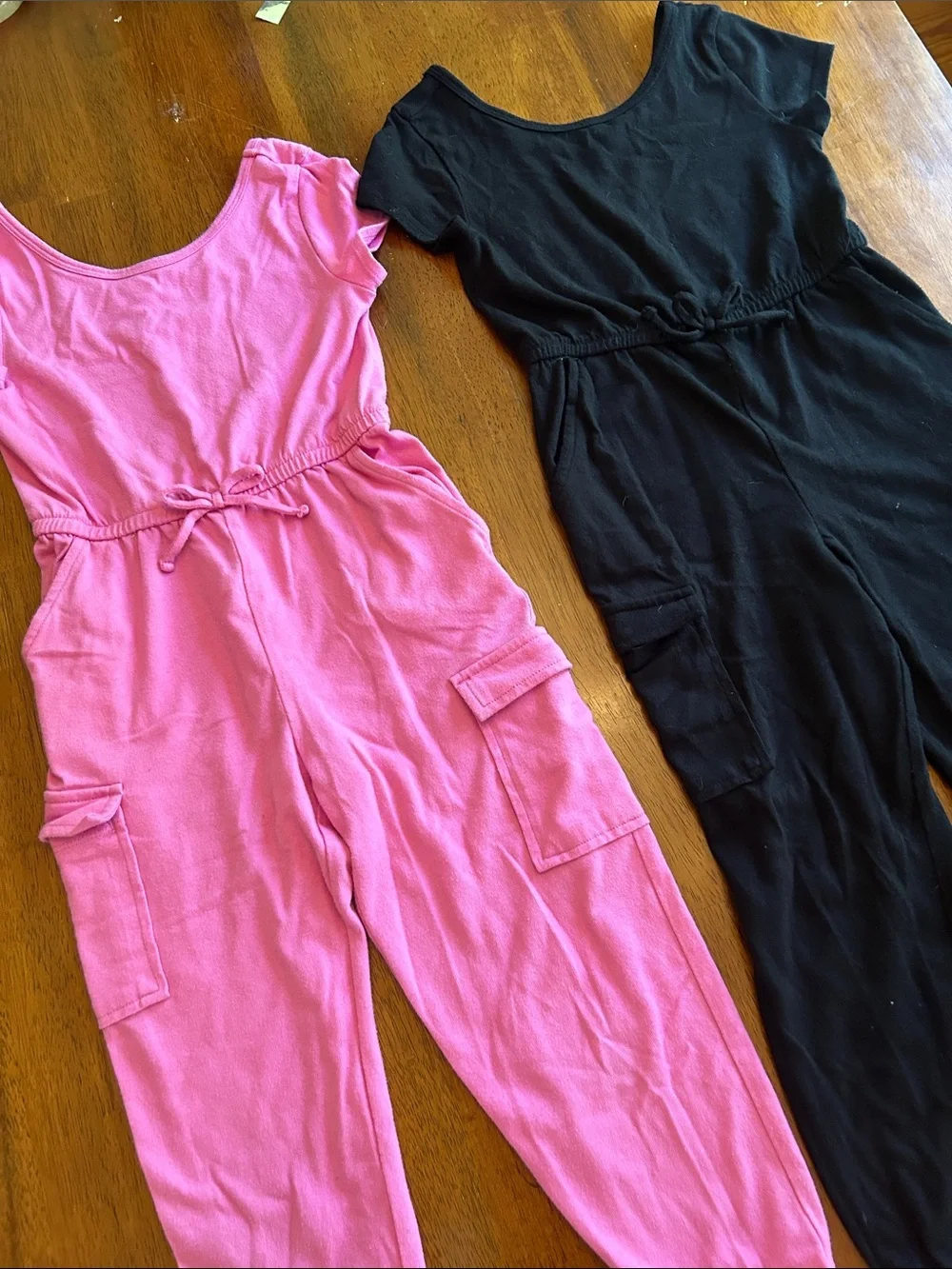 Jumpsuit Bundle Girls XS 4-5 Pink Black One Piece Rompers Cargo Pocket 2 Pack